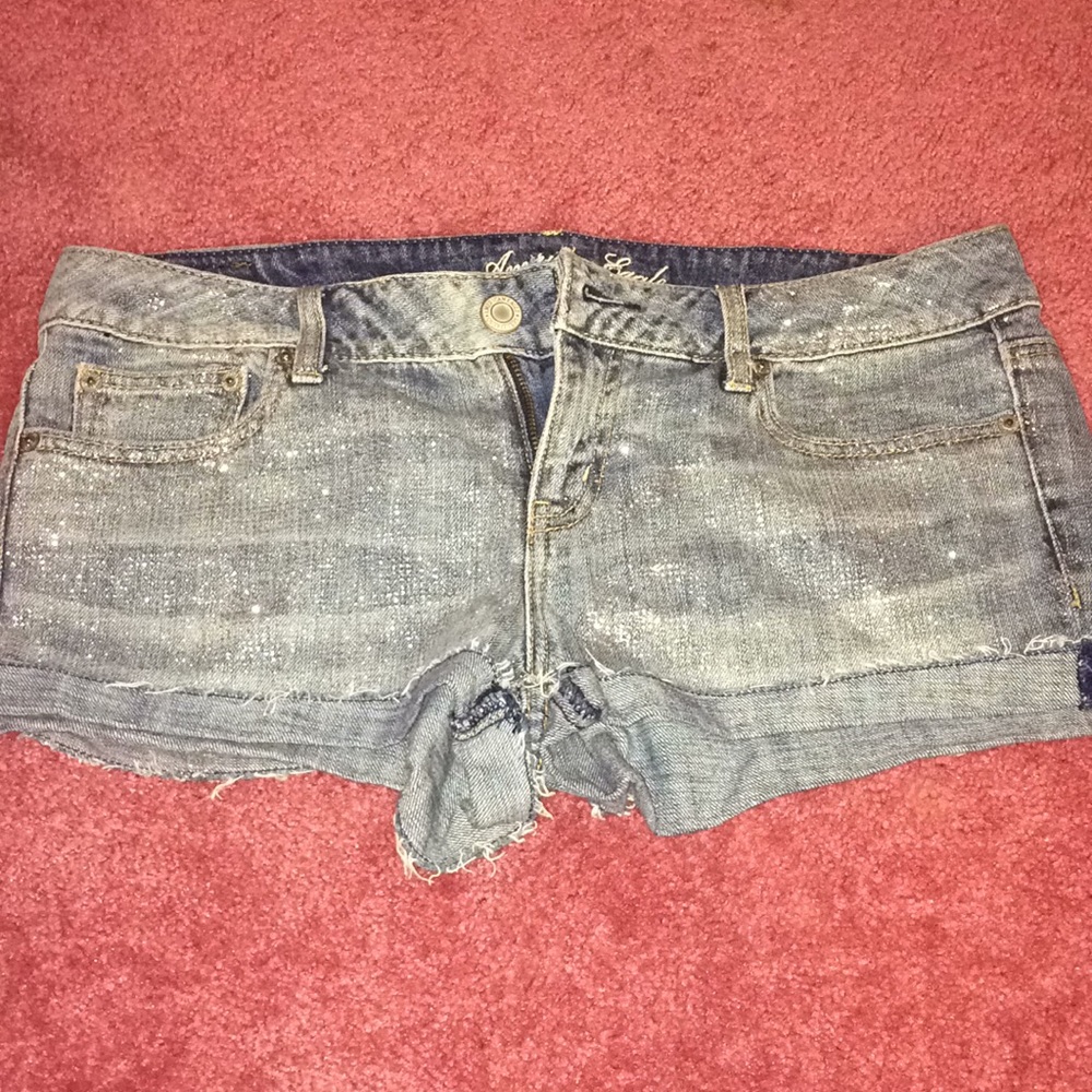 American Eagle glitter jean shorts